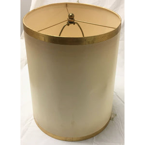 Vintage Cylinder Cream Lampshade with Gold Trim | Large-Lampshade-Antique Warehouse