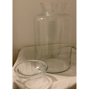 Vintage Decorative Clear Glass Apothecary Jar With Lid - Large - 11" D X 17" H-Decor-Antique Warehouse