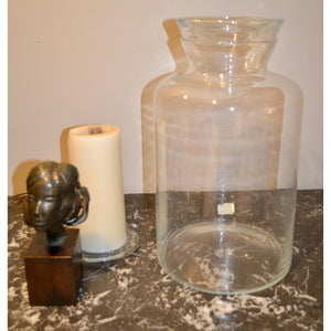 Vintage Decorative Clear Glass Apothecary Jar With Lid - Large - 11" D X 17" H-Decor-Antique Warehouse