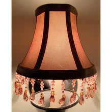 Load image into Gallery viewer, Vintage Fabric Tapered Clip-on Bell Lampshade with Pink Crystals | Small | 6&quot; Tall-Lampshade-Antique Warehouse