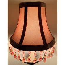 Load image into Gallery viewer, Vintage Fabric Tapered Clip-on Bell Lampshade with Pink Crystals | Small | 6&quot; Tall-Lampshade-Antique Warehouse