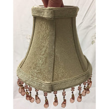 Load image into Gallery viewer, Vintage Fabric Tapered Clip-on Bell Lampshade with Pink Crystals | Small | 6&quot; Tall-Lampshade-Antique Warehouse