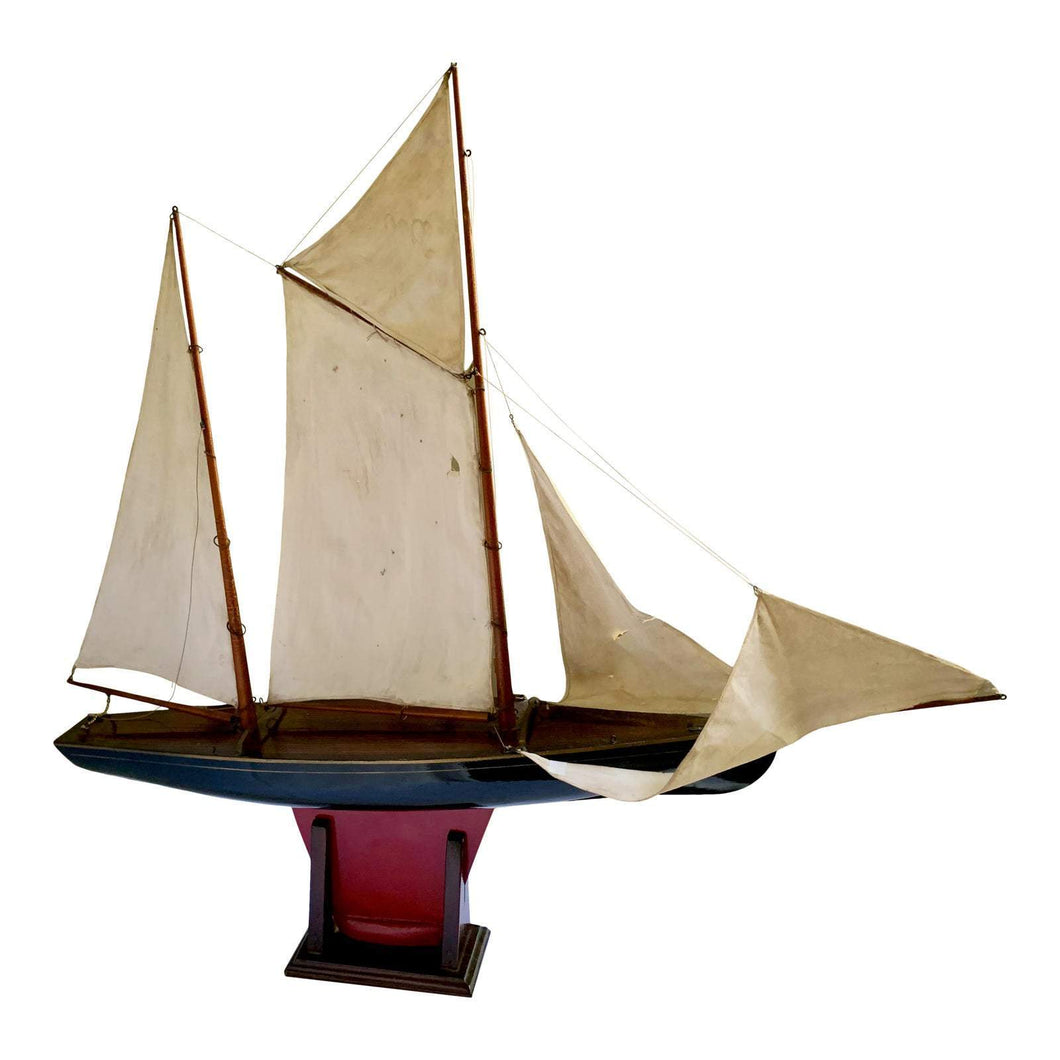 Vintage Schooner - Large Model Sailboat-Decor-Antique Warehouse