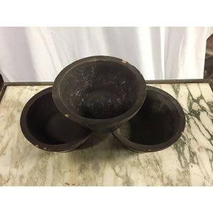 Wide Glazed Terra Cotta Ceramic Planters-Planters-Antique Warehouse